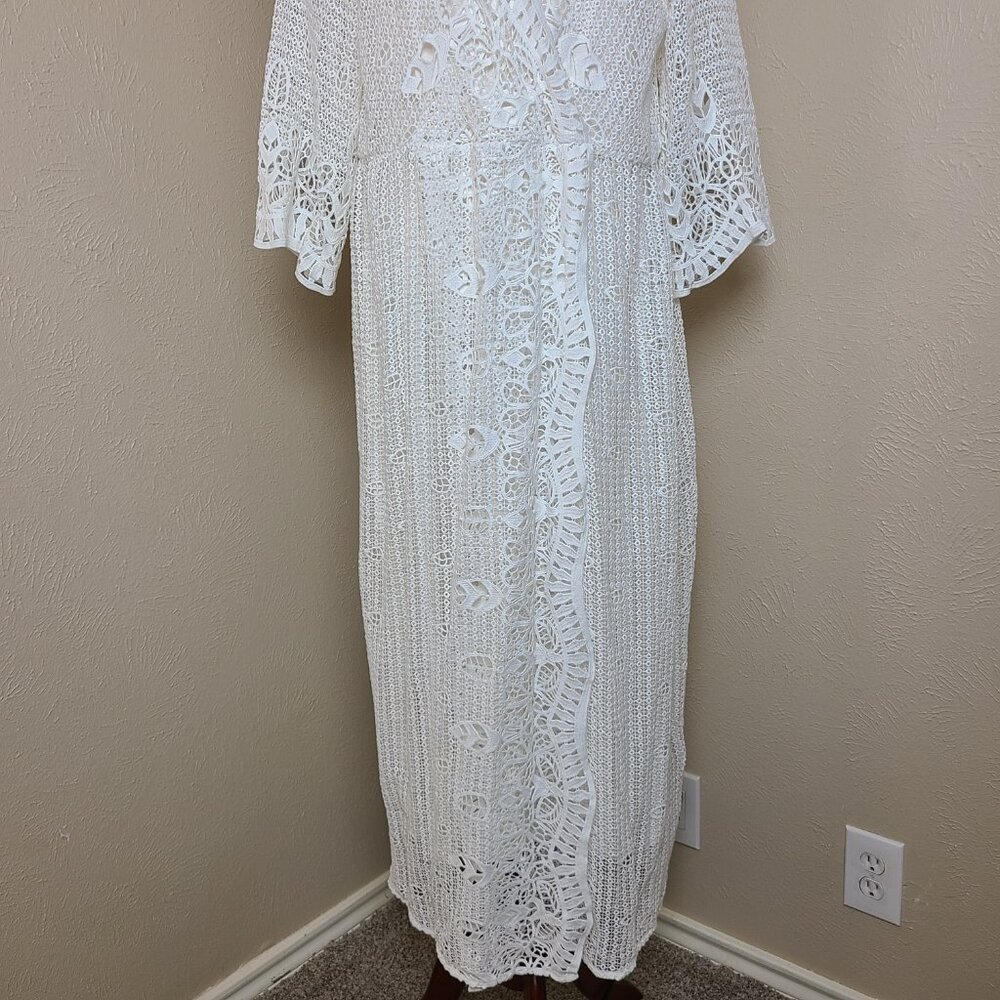 NWOT Soft Surroundings Long Sleeves White Lace Crochet Maxi Dress Size XL A561 - Picture 7 of 16